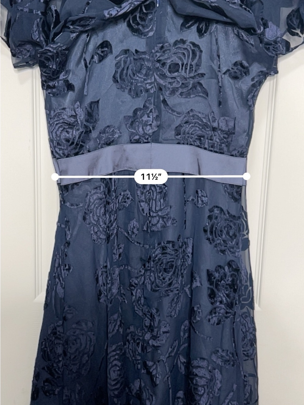 Wear Mena NWT Blue Velvet Burnout Floral Chiffon Midi Dress Size 4 - Picture 11 of 11